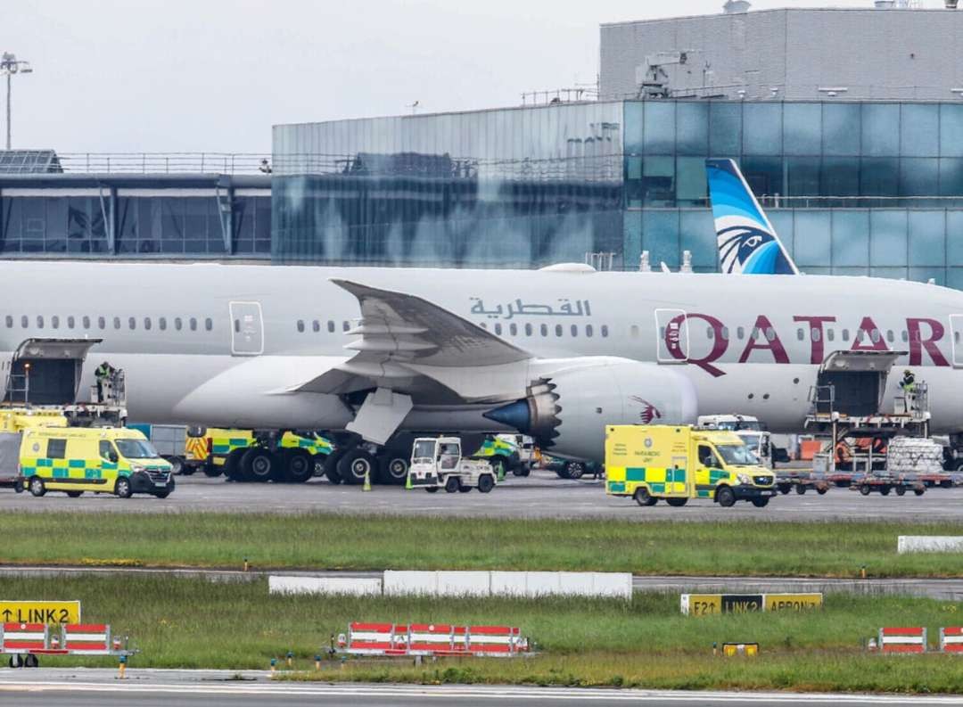 Pesawat Qatar Airways mengalami turbulensi mendarat darurat di Dublin, Minggu 26 Mei 2024. (Foto: Istimewa)