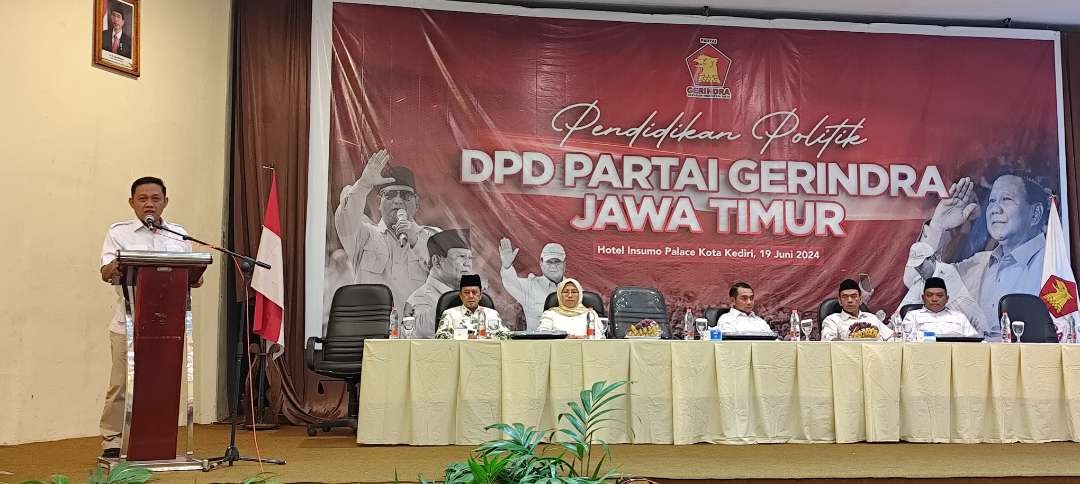 Kegiatan acara Pendidikan Politik DPD Partai Gerindra Jawa Timur di Kediri. (Foto: Fendi Lesmana/Ngopibareng.id)