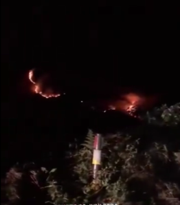 Kebakaran hutan di Savana Widodaren, Gunung Bromo pada Kamis 20 Juni 2024. (Foto: @Infomitigasi)