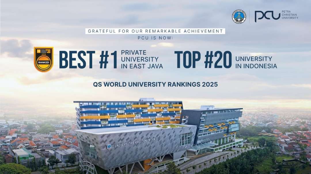 Hasil pemeringkatan QS WUR 2025 yang menempatkan Petra Christian University sebagai PTS nomor satu se-Jatim dan peringkat 20 universitas se-Indonesia. (Foto: Humas PCU)