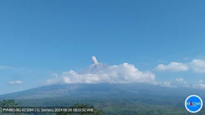 Gunung api Semeru erupsi sebanyak empat kali pada Sabtu 29 juni 2024. (Foto: dok. magma.esdm)