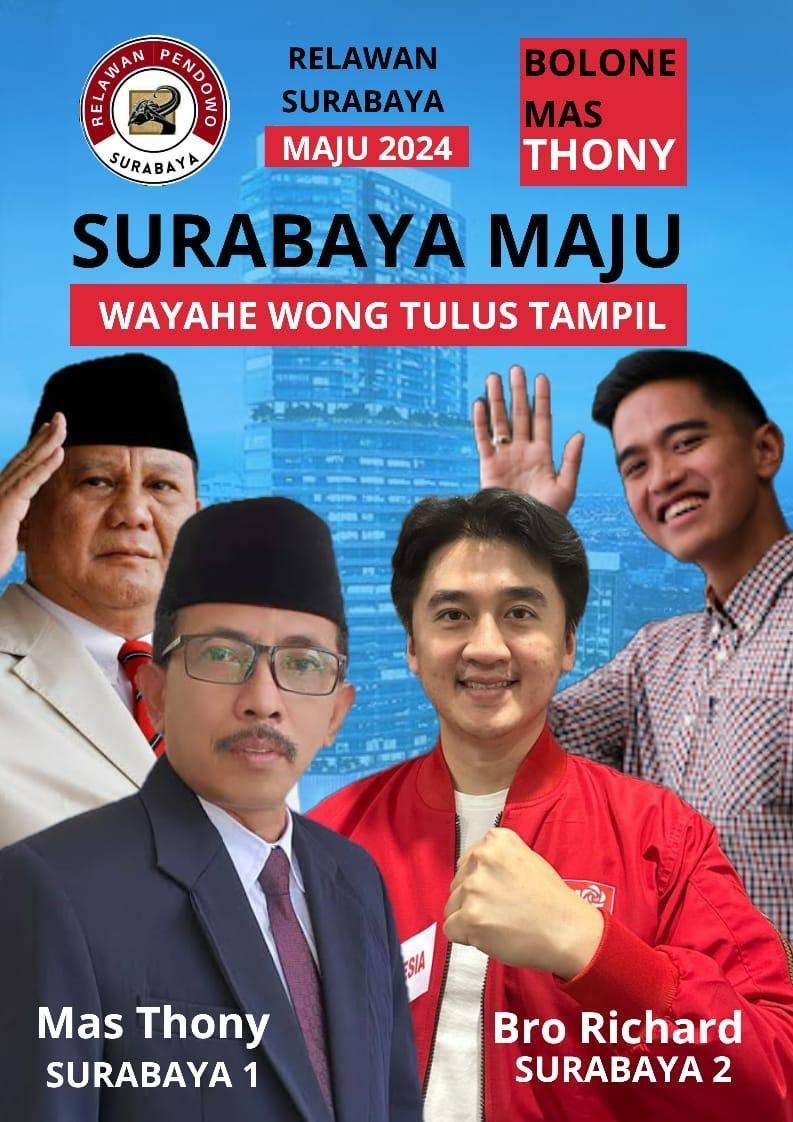 Relawan Prabowo Usulkan AH Thony-Richard Maju Pilkada Surabaya 2024. (Foto: Istimewa)