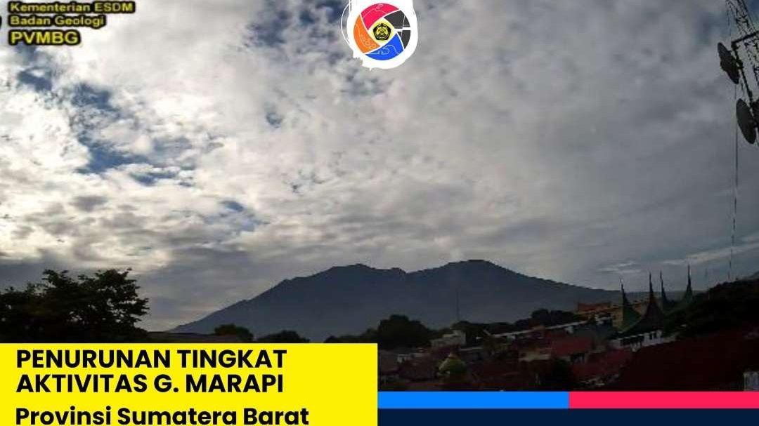 Tingkat aktivitas Gunung Marapi, Sumatera Barat diturunkan ke Level II (WASPADA). (Foto: X PVMBG)