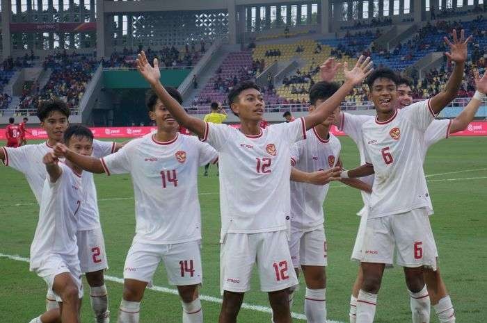 Timnas U-16 Indonesia sukses bantai Vietnam 5-0 dalam laga perebutan posisi ketiga ASEAN CUP U-16 2024 di Stadion Manahan, Solo, Rabu, 3 Juli 2024. (Foto: Dok Ant)