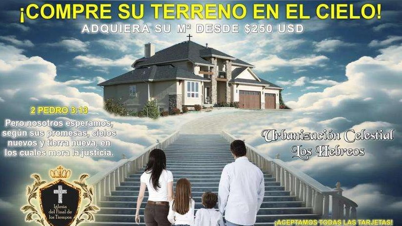 Iklan jualan kavling di gereja Meksiko, ternyata cuma sindiran. (Foto: Istimewa)