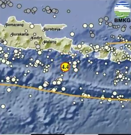 Gempa bumi yang terjadi di Kabupaten Jembrana, Provinsi Bali pada Kamis 4 Juli 2024. (Foto: bmkg)